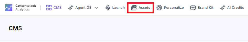 Assets dashboard selection in Analytics