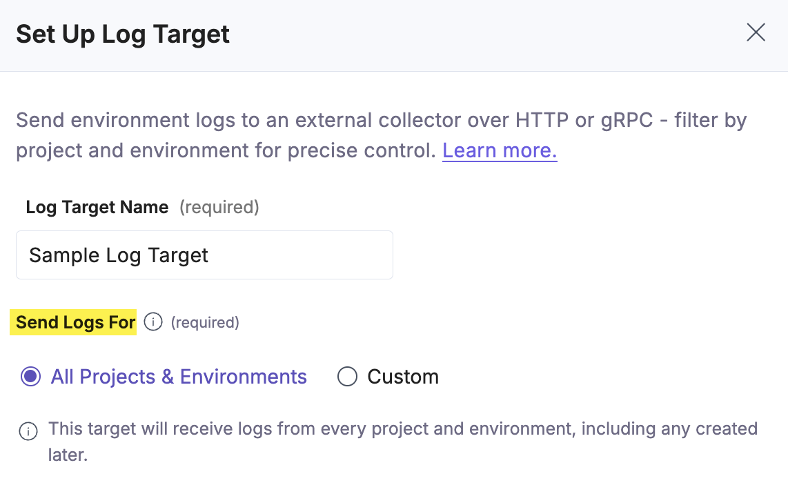 Log-Target-Send-Logs-For