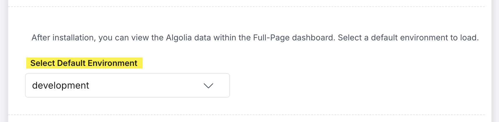 Algolia-Configuration-Default-Environment