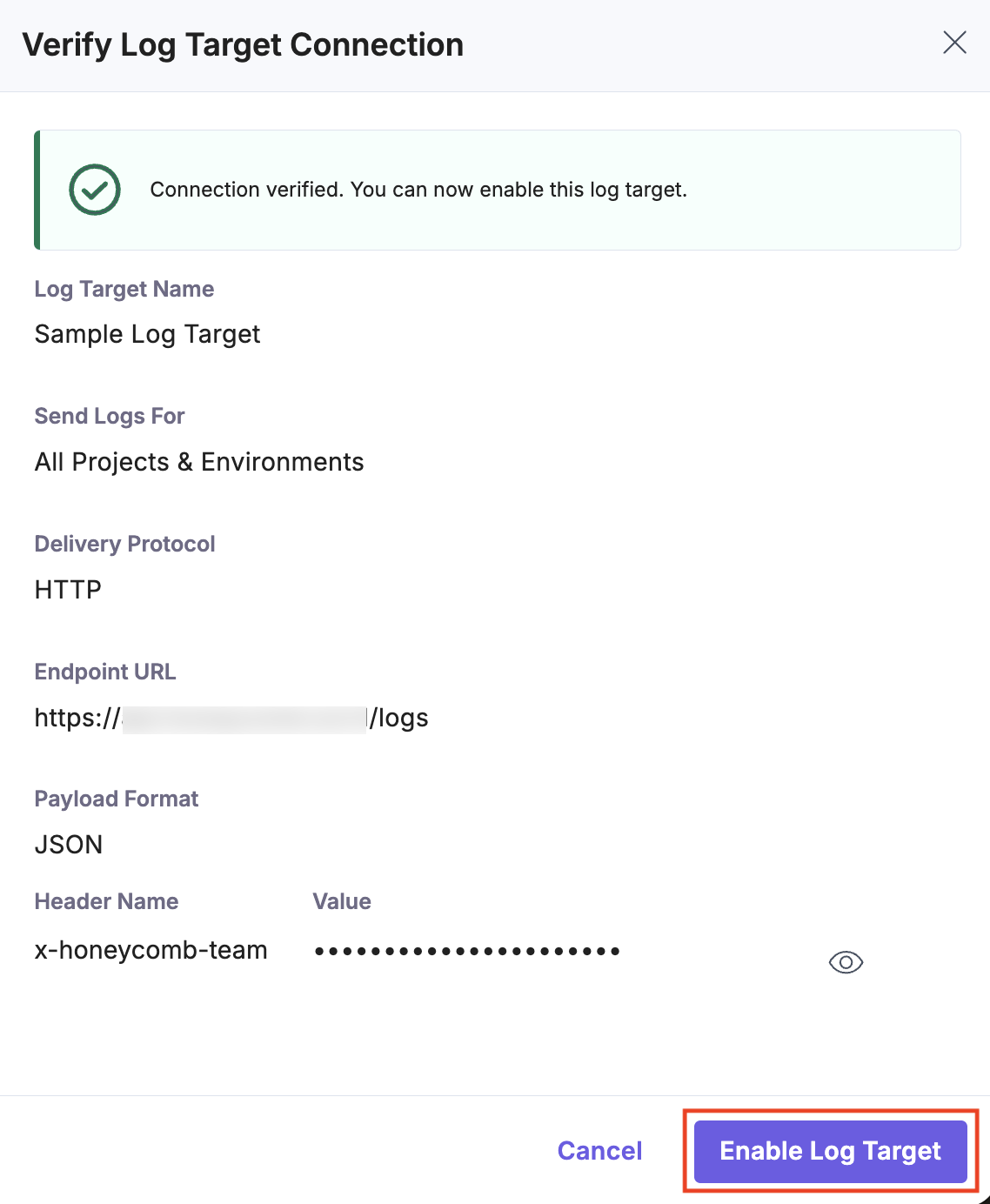 Log-Target-Enable